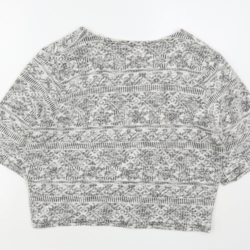 Atmosphere Womens Grey V-Neck Argyle/Diamond Polyester Cardigan Jumper Size 14