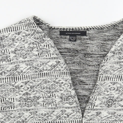 Atmosphere Womens Grey V-Neck Argyle/Diamond Polyester Cardigan Jumper Size 14