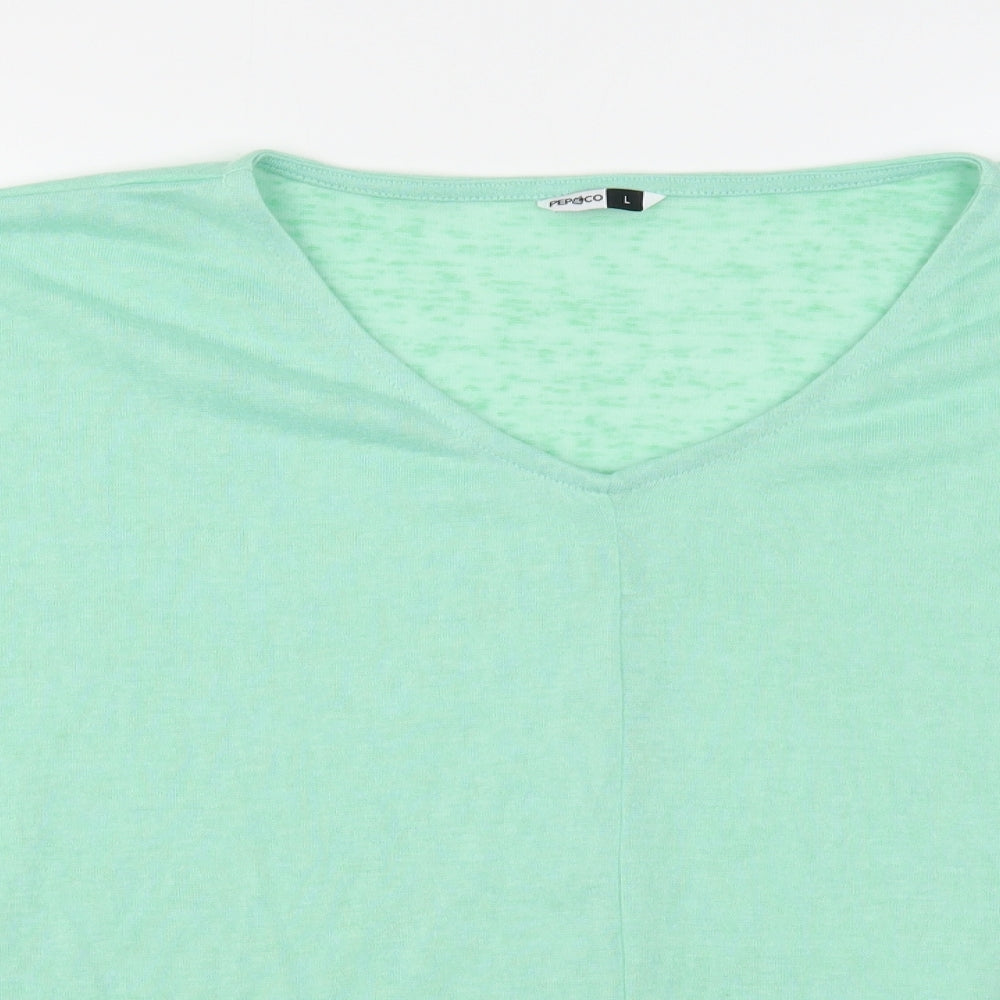 Pep & Co Womens Green Round Neck  Polyester Pullover Jumper Size 16