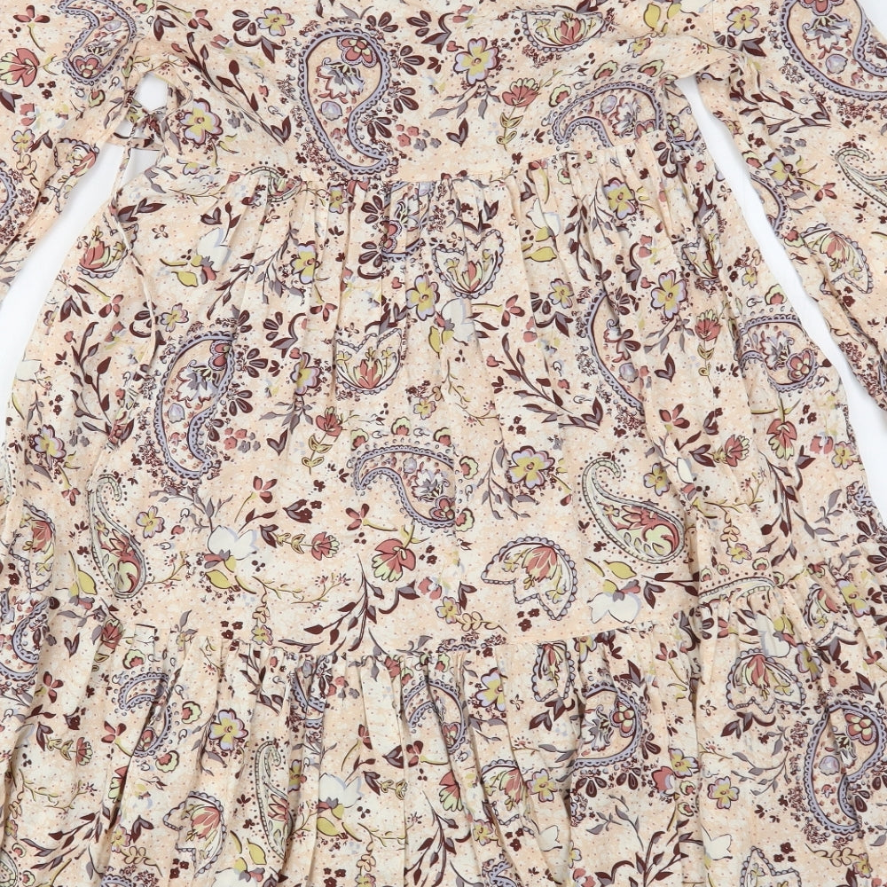 Primark Womens Multicoloured Paisley Viscose A-Line  Size 6  V-Neck
