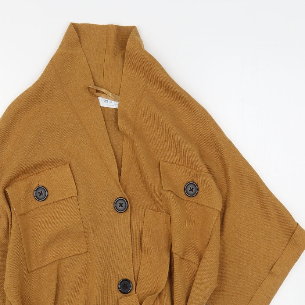 Primark Womens Brown V-Neck  Polyester Cardigan Jumper Size 6