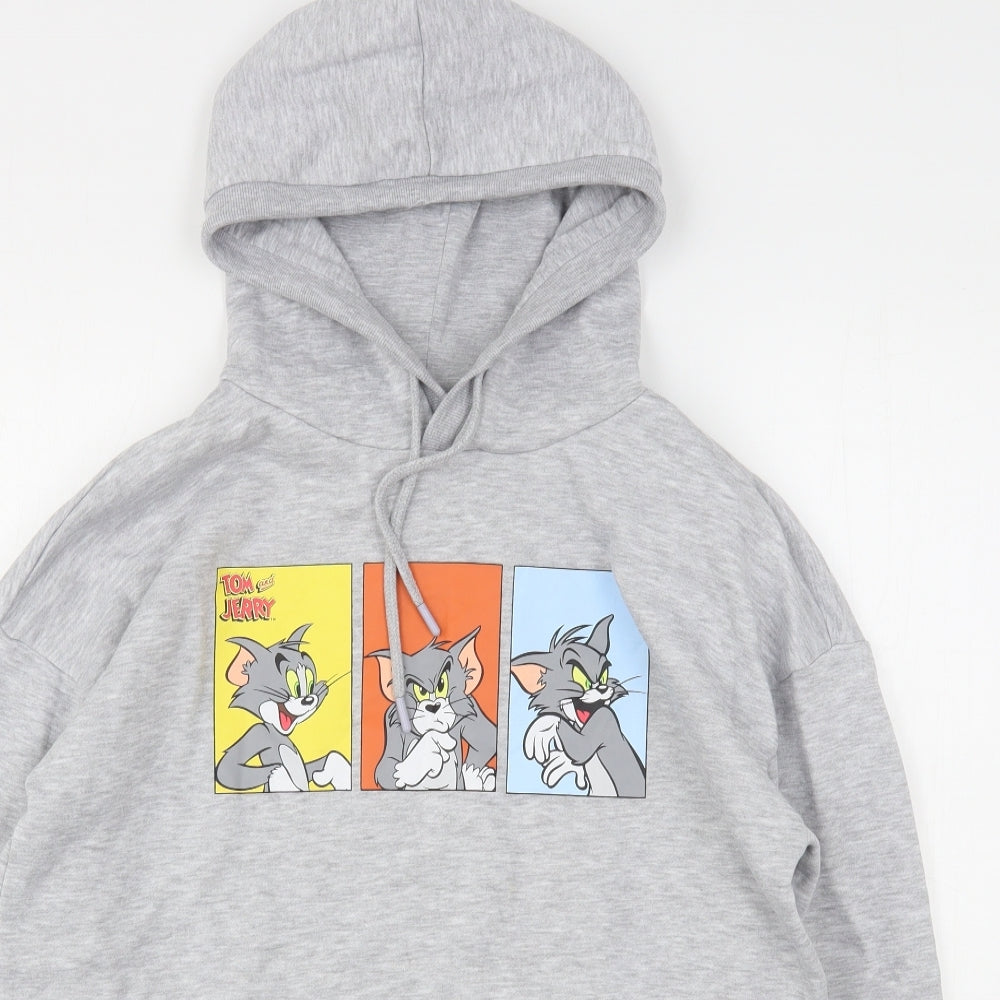 Primark Womens Grey  Cotton Pullover Hoodie Size 10   - Tom And Jerry