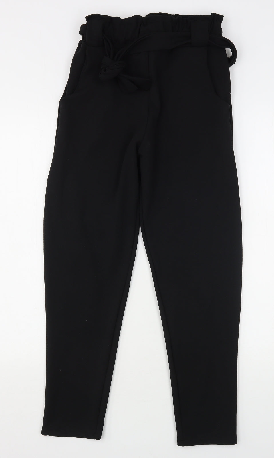 Quiz Womens Black  Polyester Trousers  Size 8 L27 in Regular