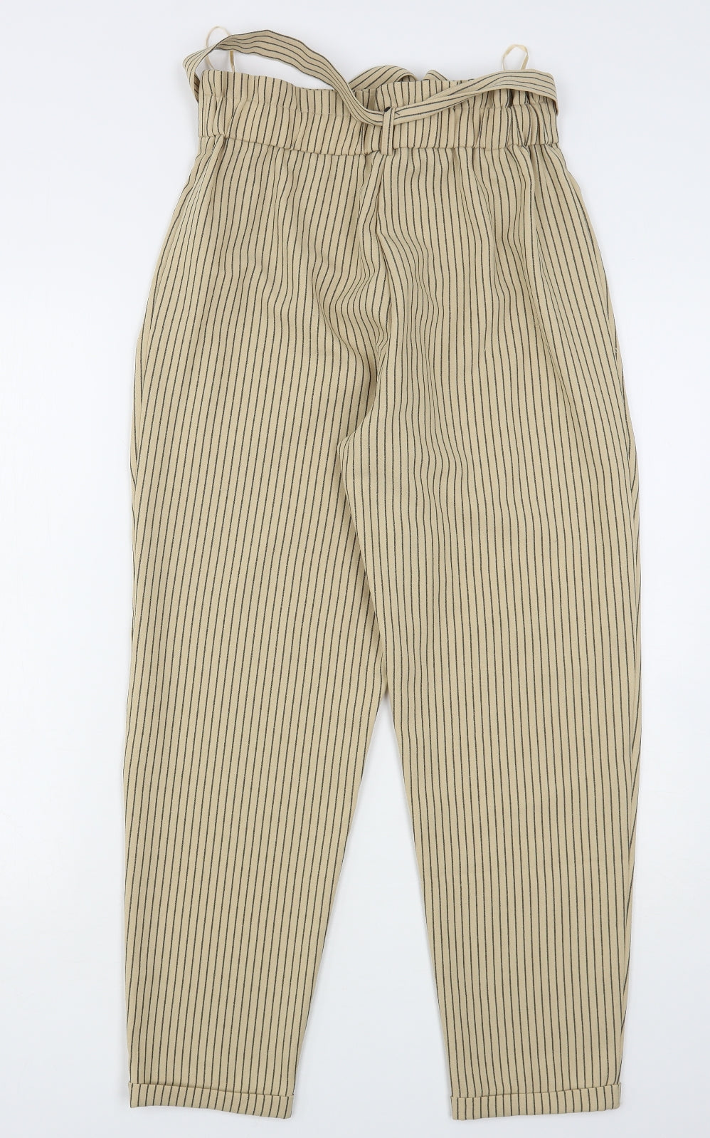 Primark Womens Beige Striped Polyester Trousers  Size 10 L27 in Regular