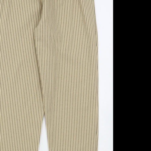 Primark Womens Beige Striped Polyester Trousers  Size 10 L27 in Regular