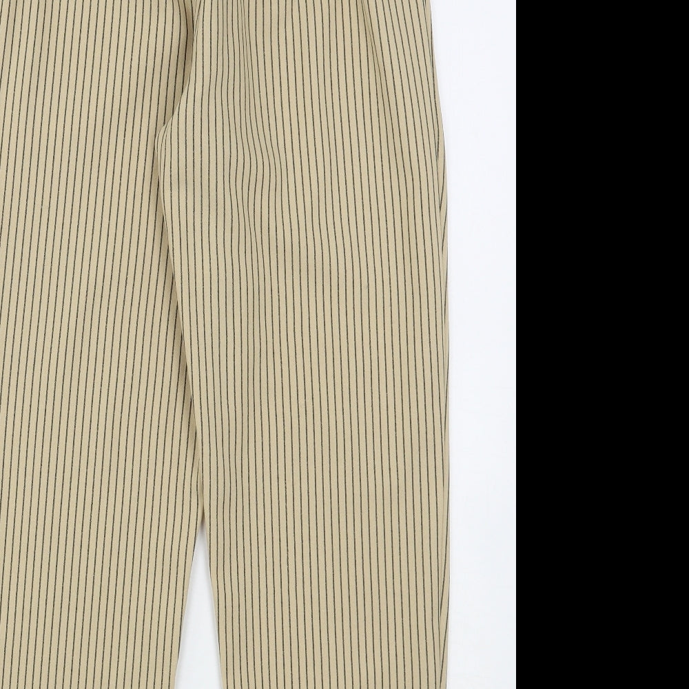 Primark Womens Beige Striped Polyester Trousers  Size 10 L27 in Regular