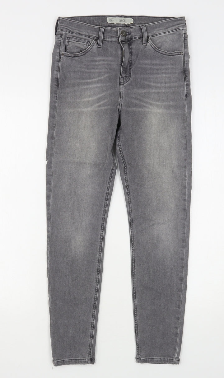 Topshop Womens Grey Cotton Skinny Jeans Size 28 in L27 in Regular