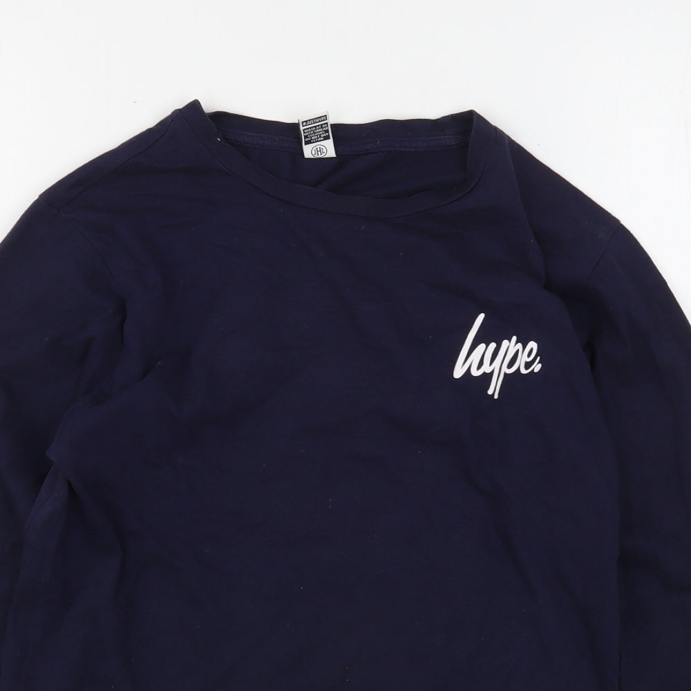 Hype Boys Blue  Cotton Basic T-Shirt Size 13 Years Round Neck