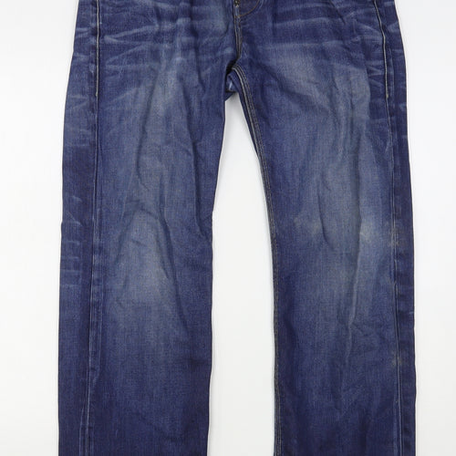 G Star Raw Mens Blue  Cotton Straight Jeans Size 34 L31 in Regular