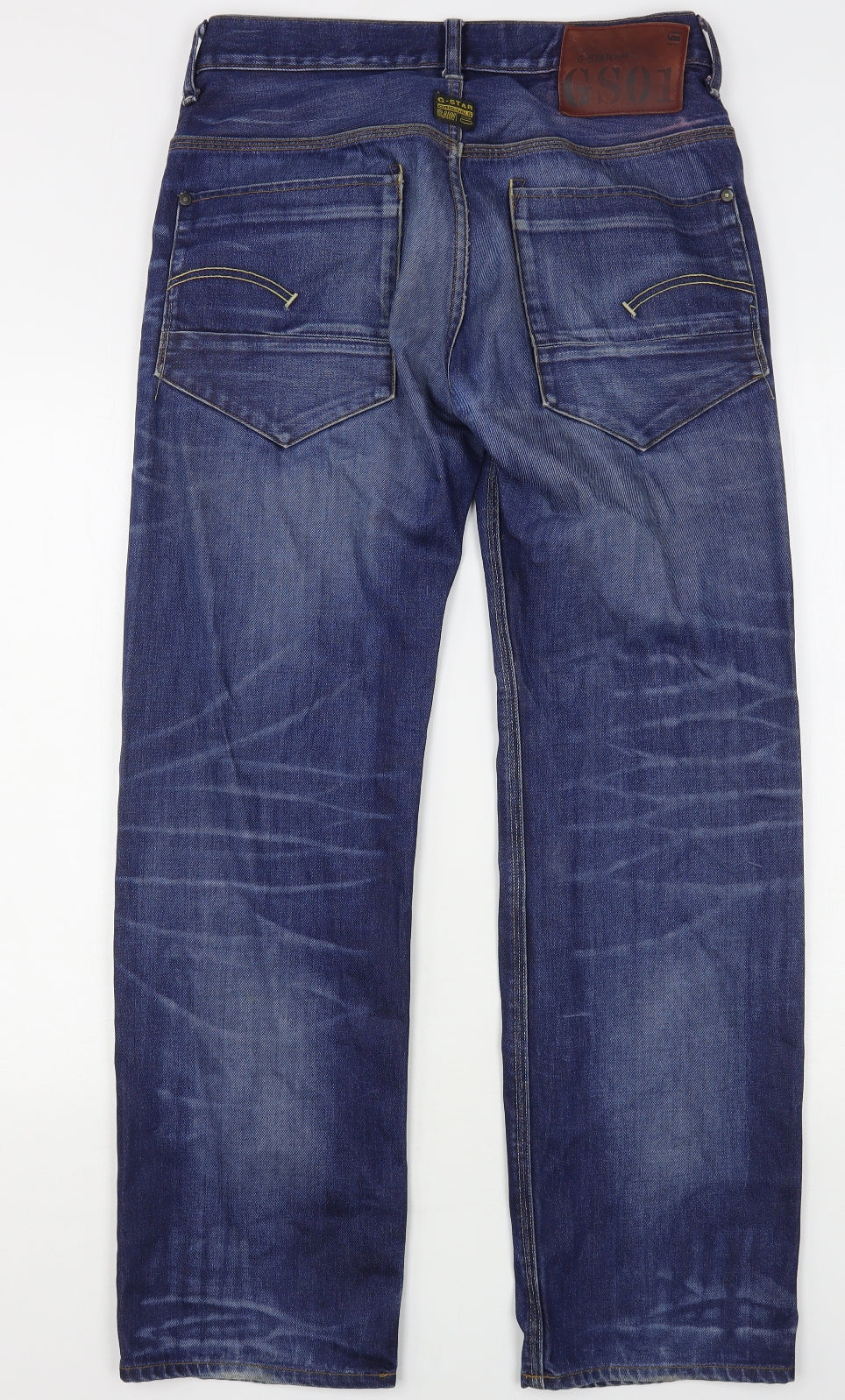 G Star Raw Mens Blue  Cotton Straight Jeans Size 34 L31 in Regular