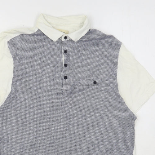 River Island  Mens Multicoloured Geometric Cotton  Polo Size M Collared