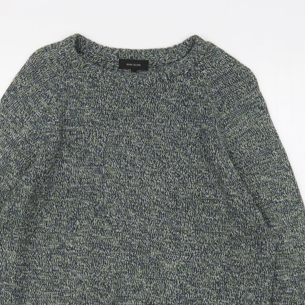 River Island  Womens Green Round Neck  Cotton Pullover Jumper Size M