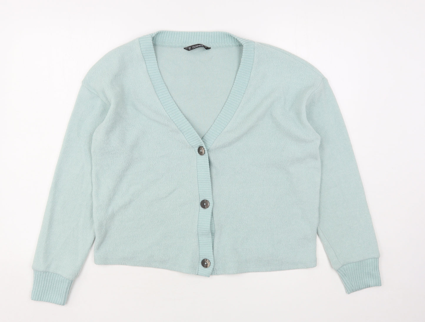 Dunnes Stores Womens Green V-Neck  Polyester Cardigan Jumper Size XS