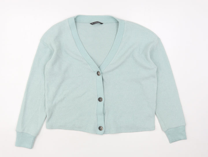 Dunnes Stores Womens Green V-Neck Polyester Cardigan Jumper Size XS