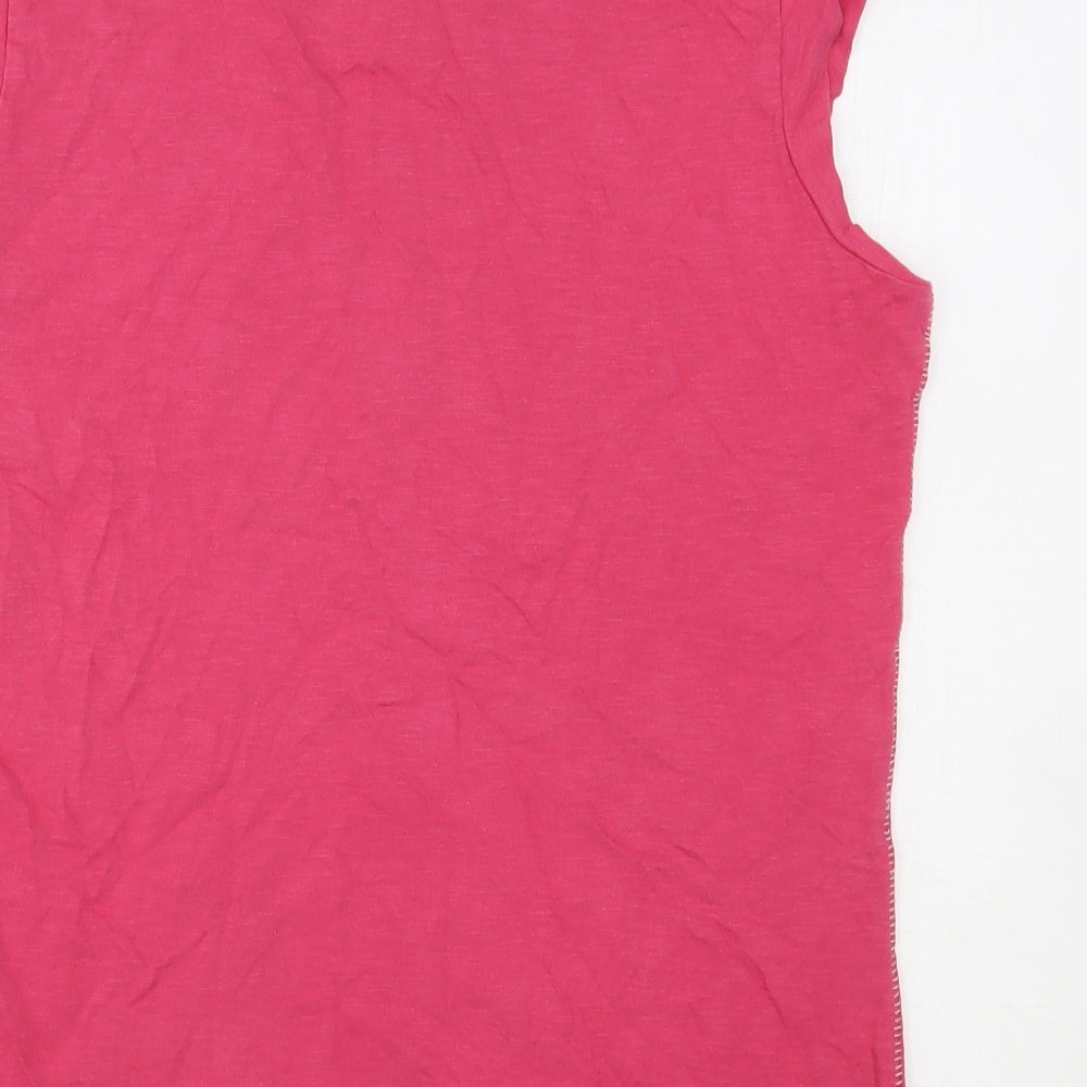 NEXT Womens Pink Floral Cotton Basic Tank Size 16 Round Neck
