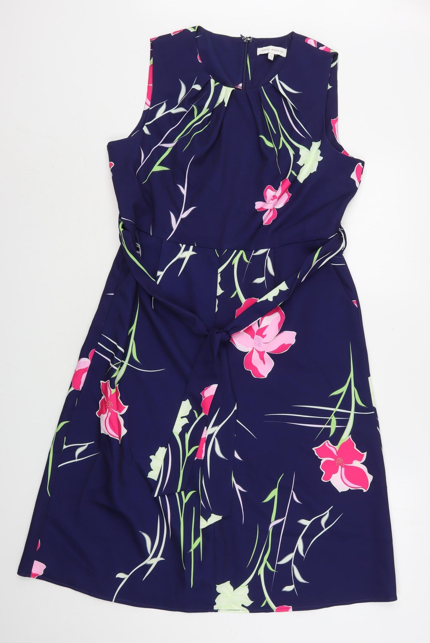 Marc Angelo Womens Multicoloured Floral Polyester A-Line  Size 16  Round Neck