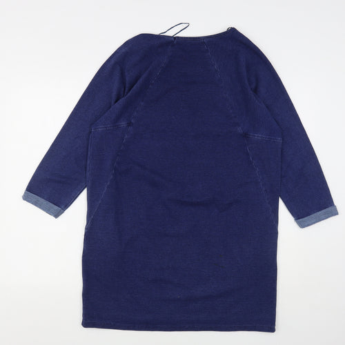 TU Womens Blue Round Neck  Cotton Pullover Jumper Size 12