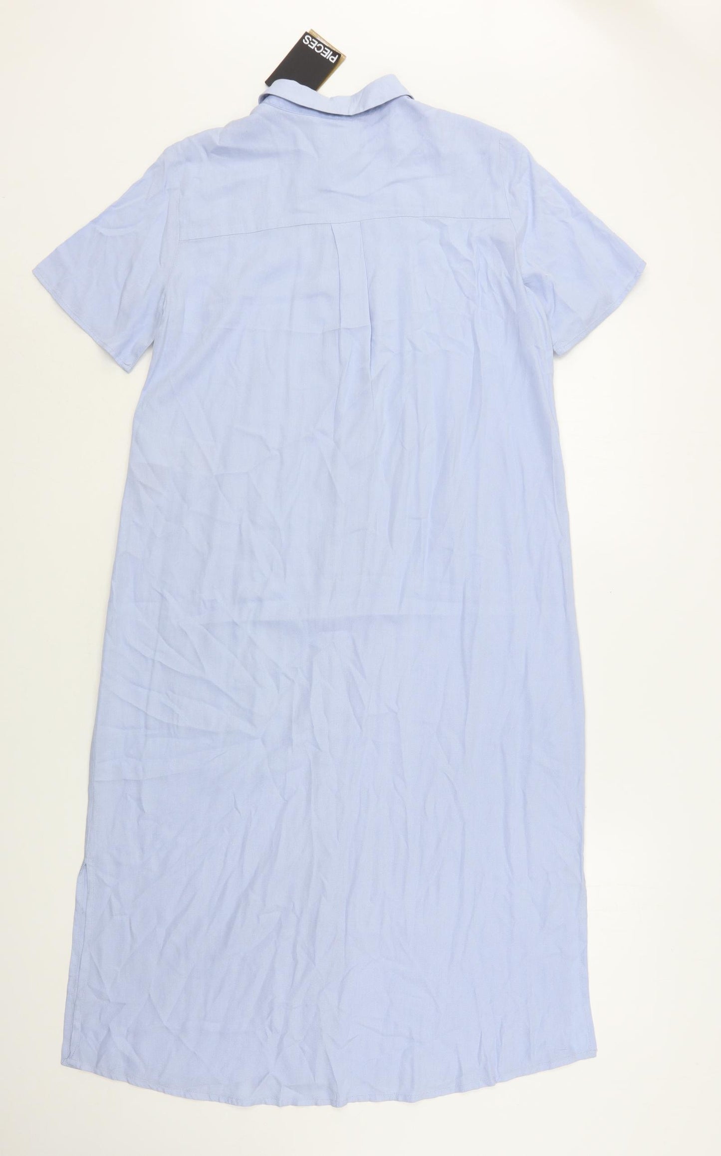 Pieces Womens Blue  Viscose Shirt Dress  Size M  Collared