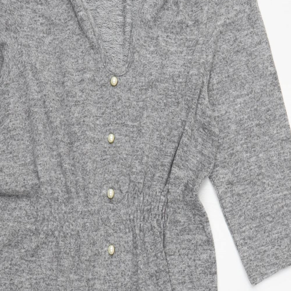 Savida Womens Grey  Polyester Jumper Dress  Size 14  V-Neck