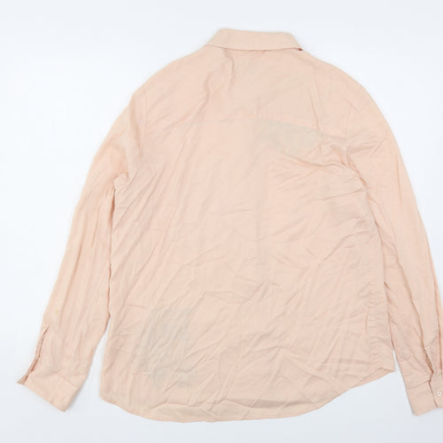 Primark Womens Pink Floral Viscose Basic Button-Up Size 12 Collared