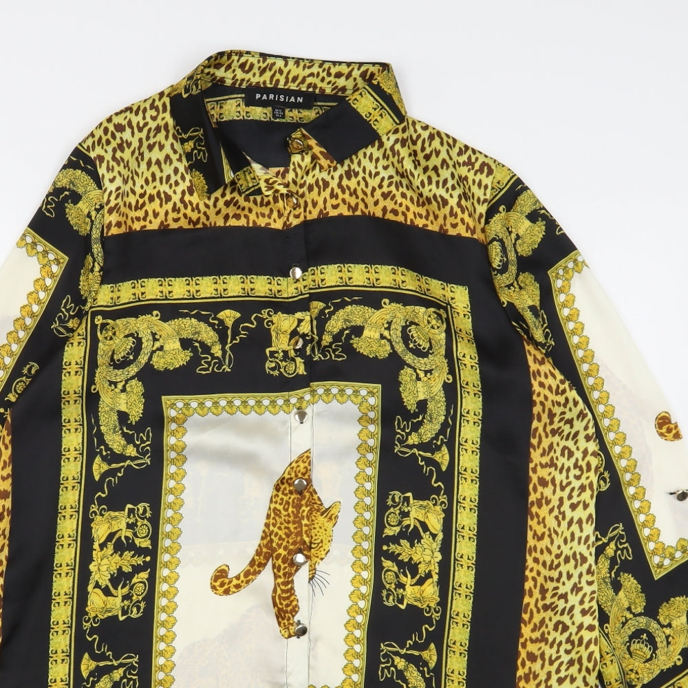 Parisian Womens Multicoloured Animal Print Polyester Shirt Dress  Size 12  Collared