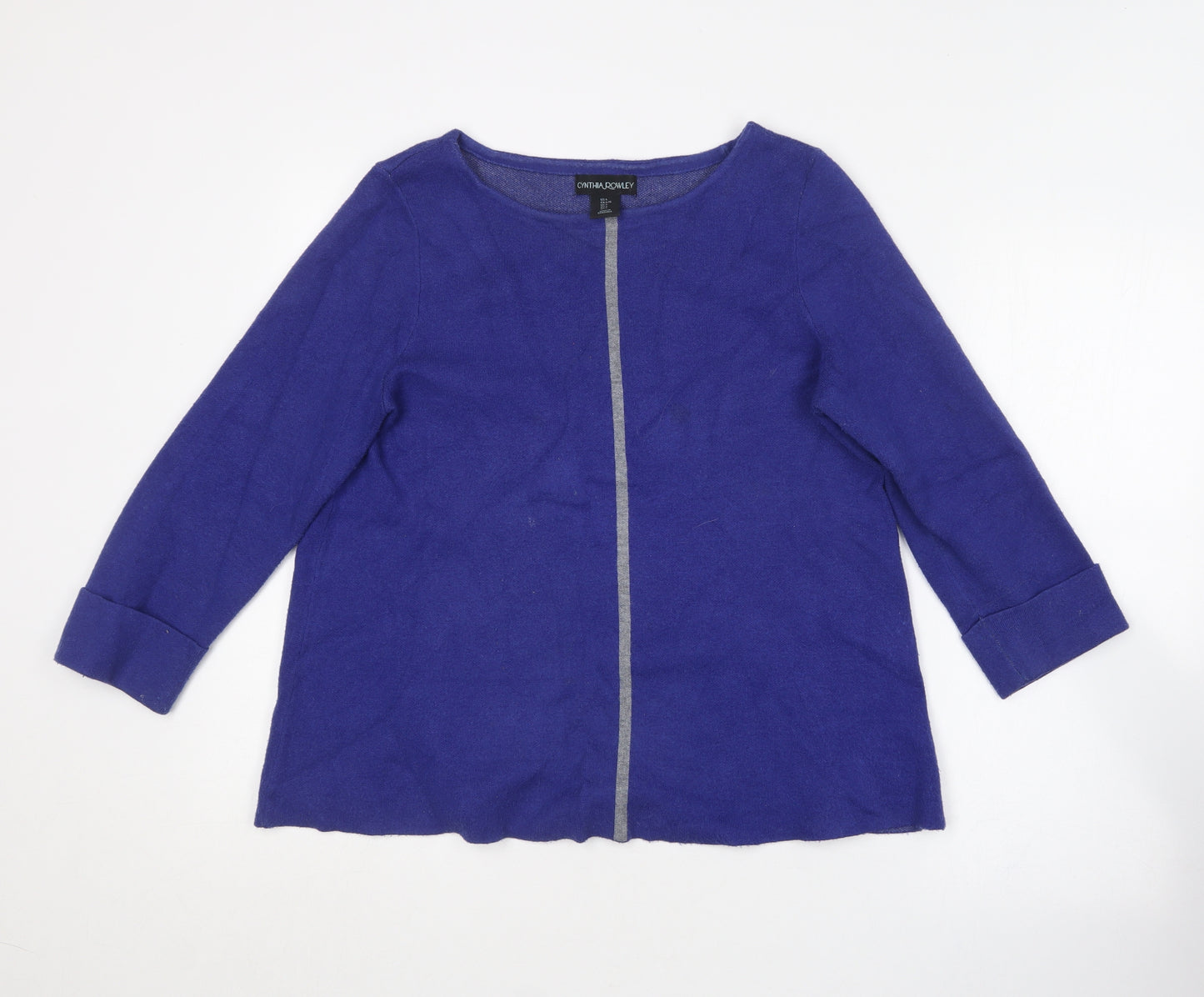 Cynthia Rowley Womens Blue Round Neck  Viscose Pullover Jumper Size L