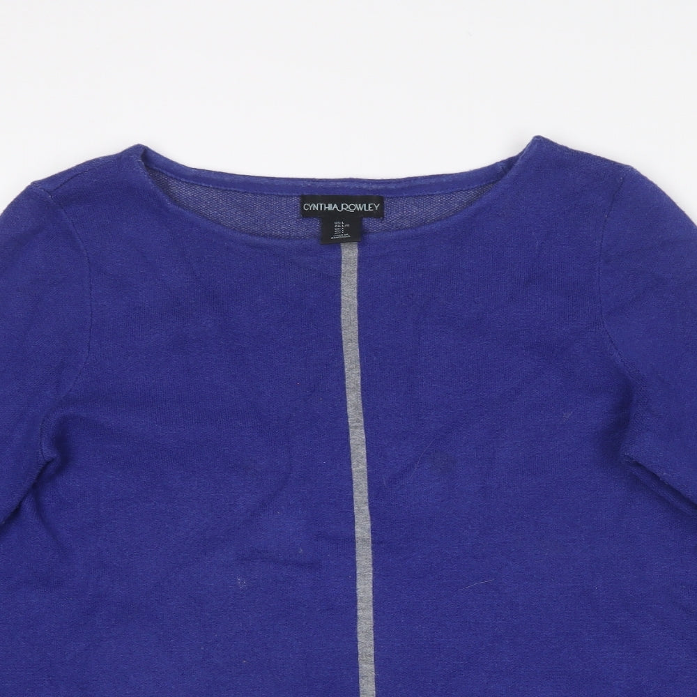 Cynthia Rowley Womens Blue Round Neck  Viscose Pullover Jumper Size L