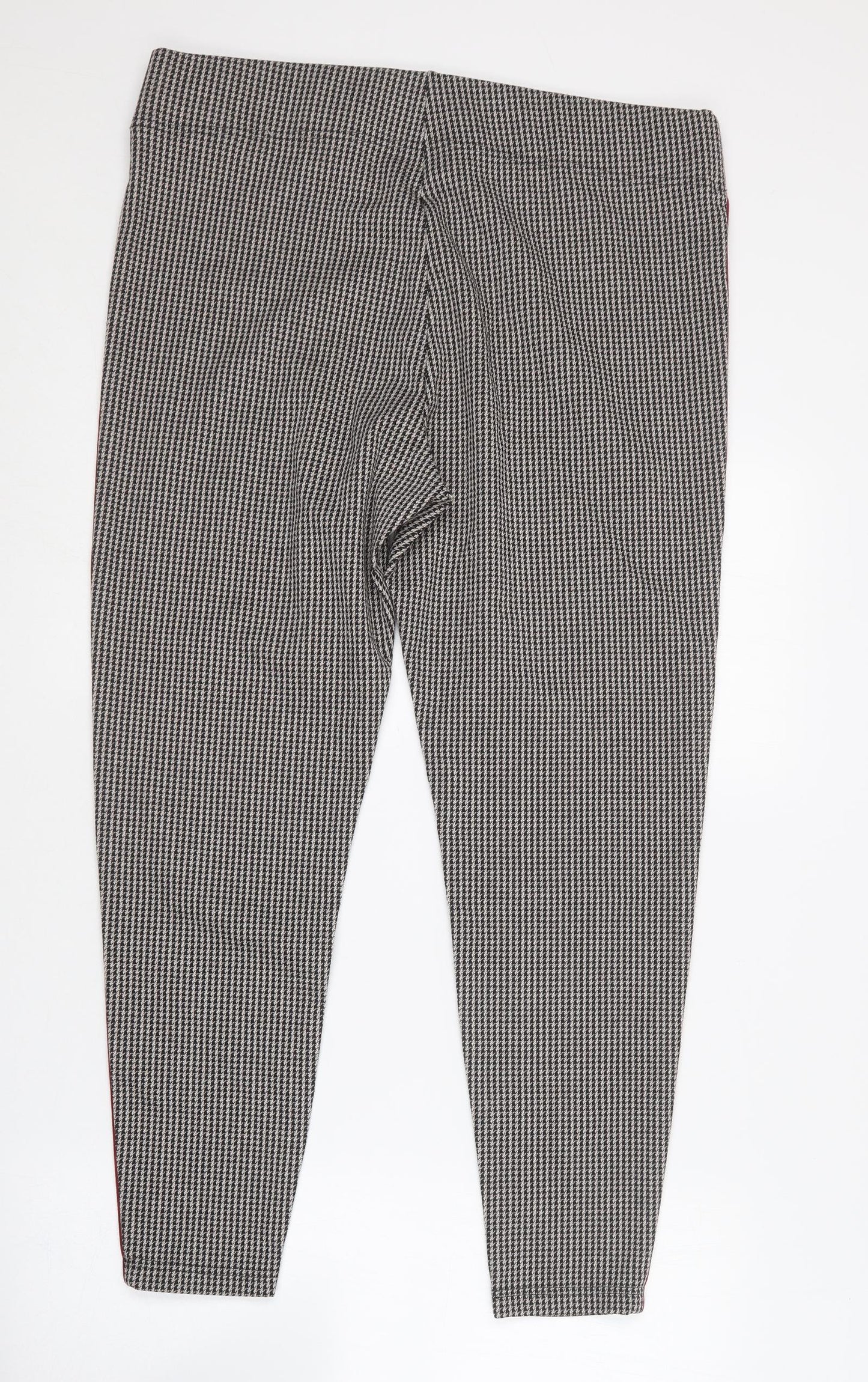 Marks and Spencer Womens Black Houndstooth Polyester Carrot Trousers Size 18 L25 in Regular