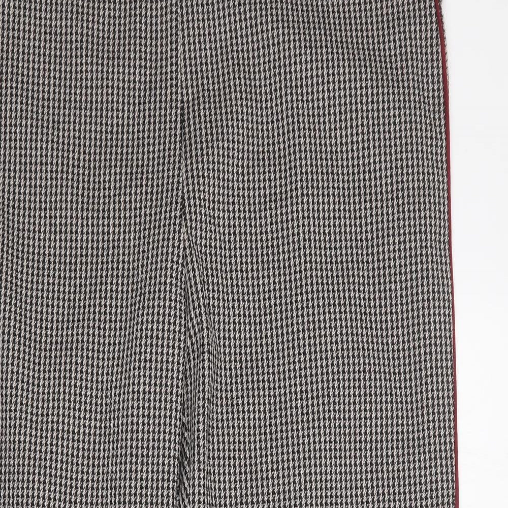 Marks and Spencer Womens Black Houndstooth Polyester Carrot Trousers Size 18 L25 in Regular