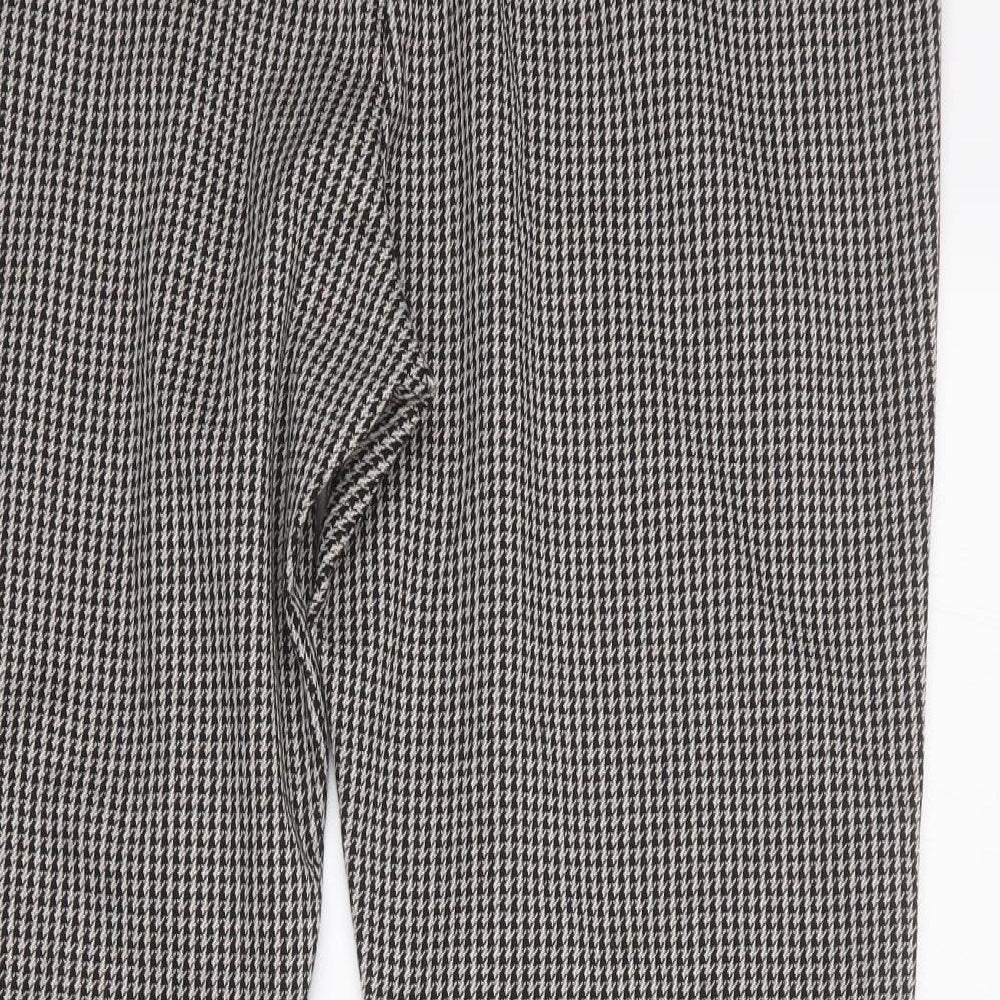 Marks and Spencer Womens Black Houndstooth Polyester Carrot Trousers Size 18 L25 in Regular
