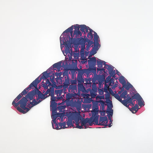Blue Zoo Girls Blue Geometric  Puffer Jacket Coat Size 2-3 Years