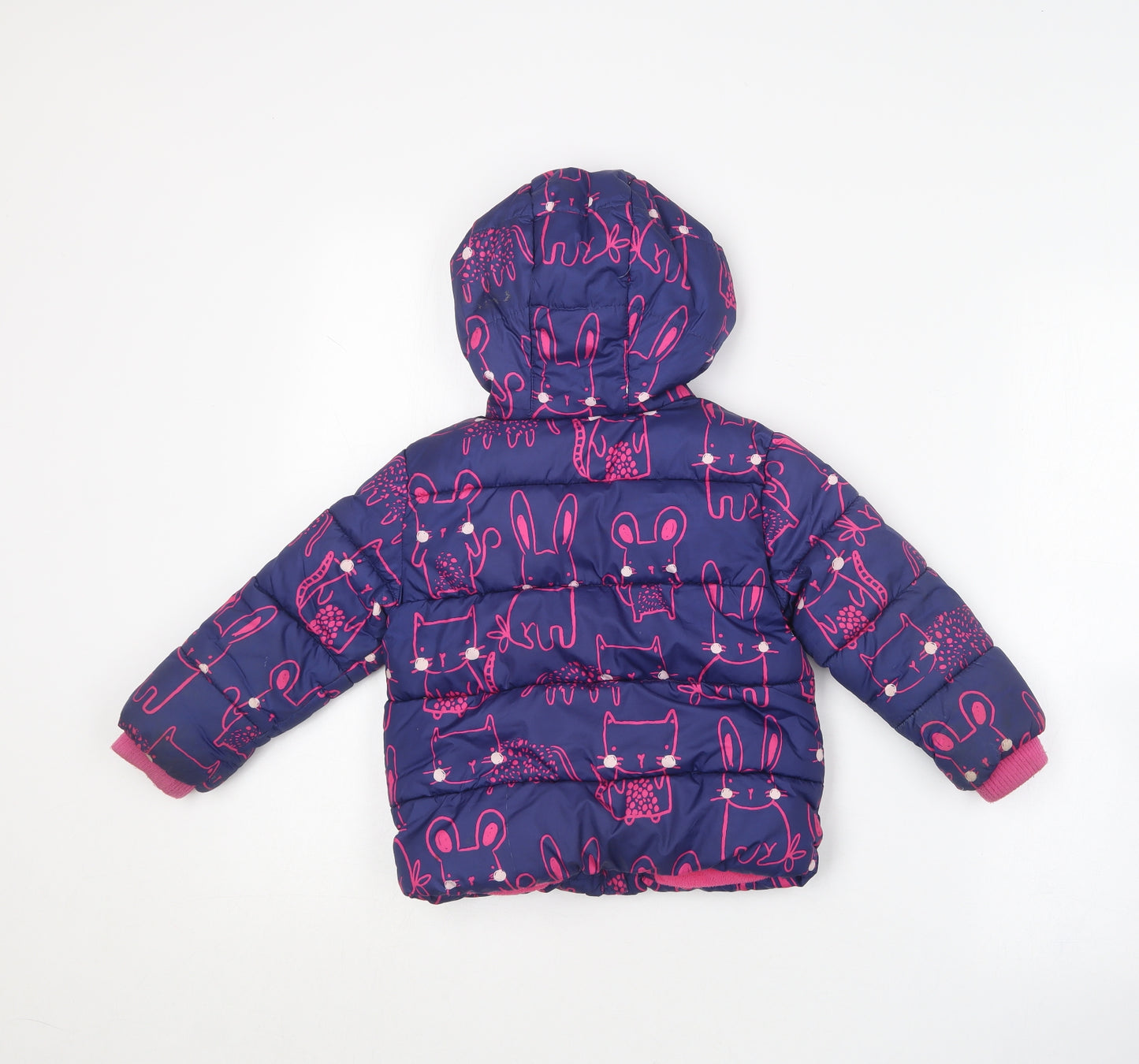 Blue Zoo Girls Blue Geometric  Puffer Jacket Coat Size 2-3 Years