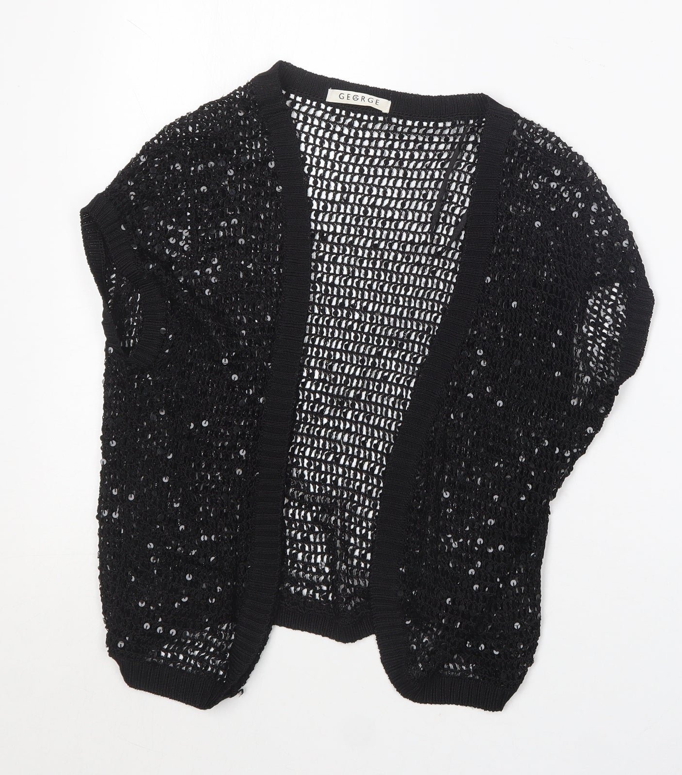 George Womens Black V-Neck  Viscose Cardigan Jumper Size L