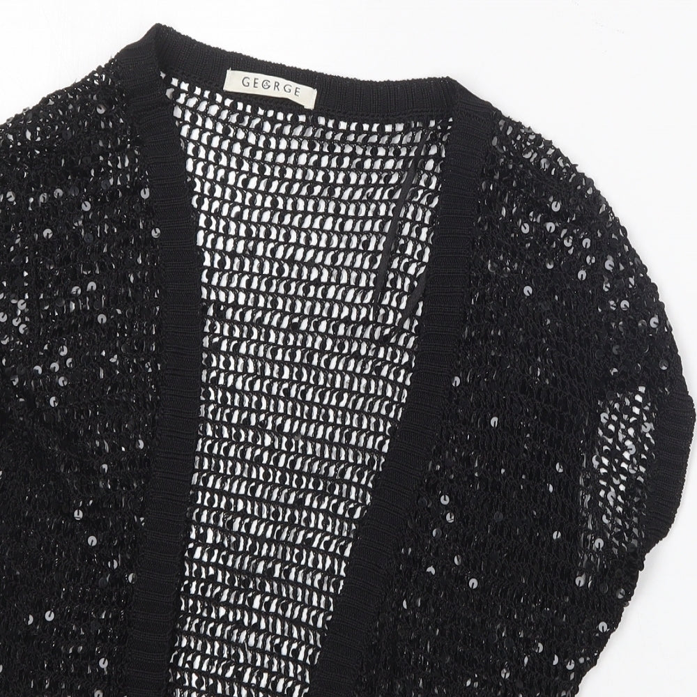 George Womens Black V-Neck  Viscose Cardigan Jumper Size L