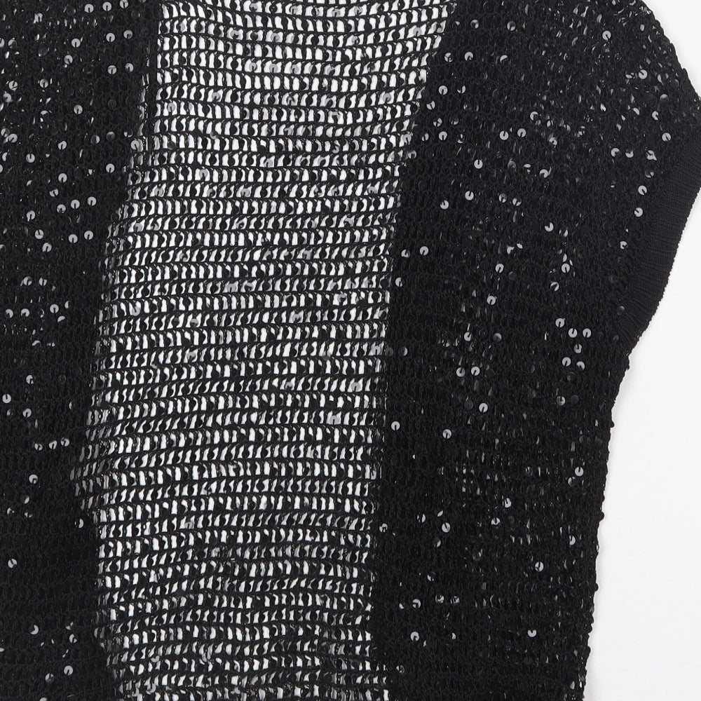 George Womens Black V-Neck  Viscose Cardigan Jumper Size L