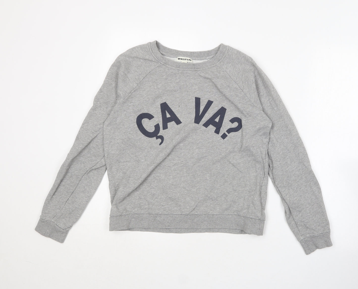 Whistles Womens Grey Round Neck  Cotton Pullover Jumper Size M