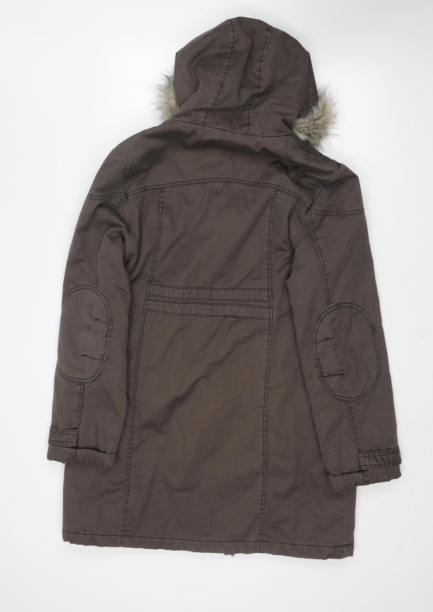 Denim & Co. Womens Brown   Parka Coat Size 14