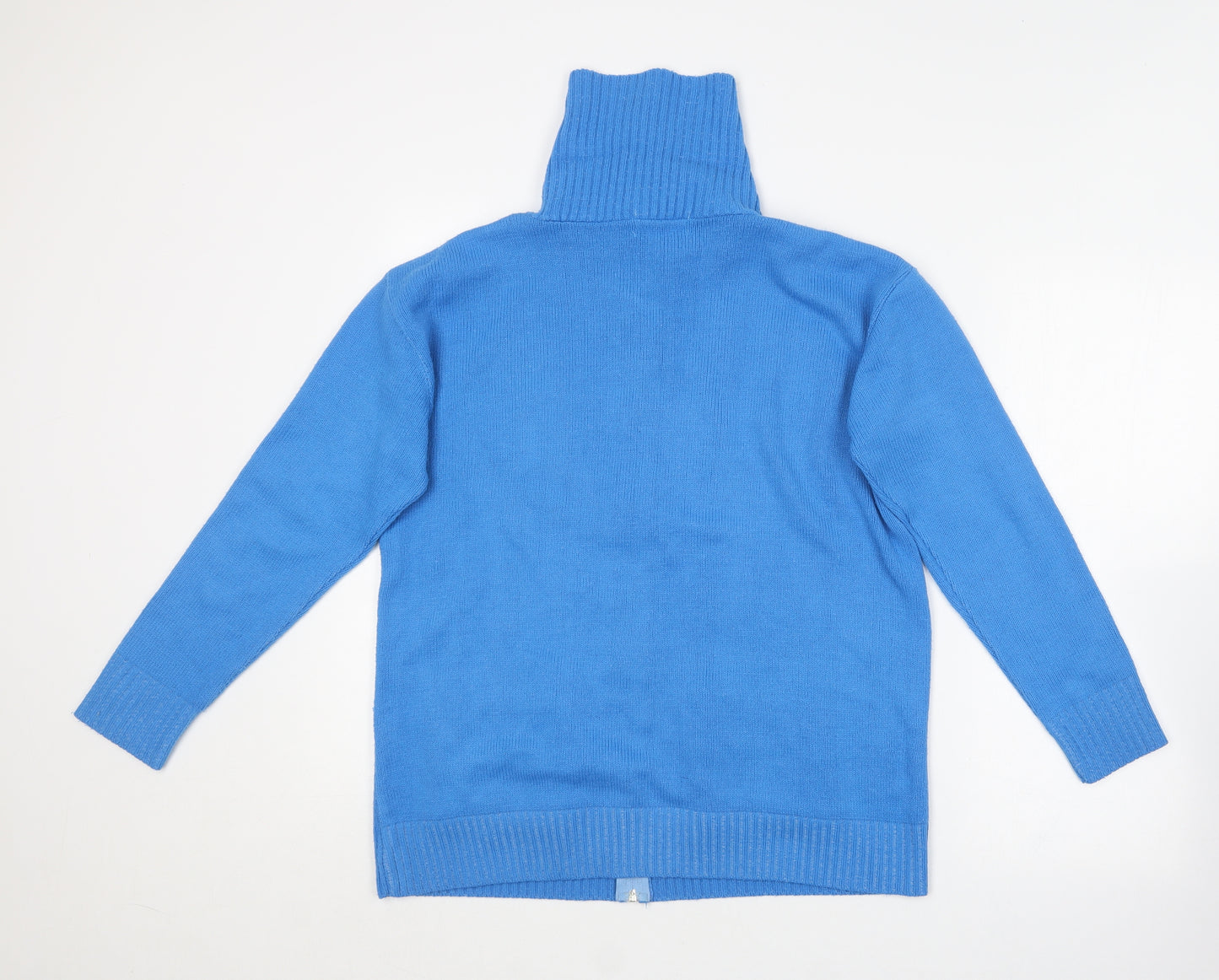 Choice Collection Womens Blue Collared  Acrylic Full Zip Jumper Size L