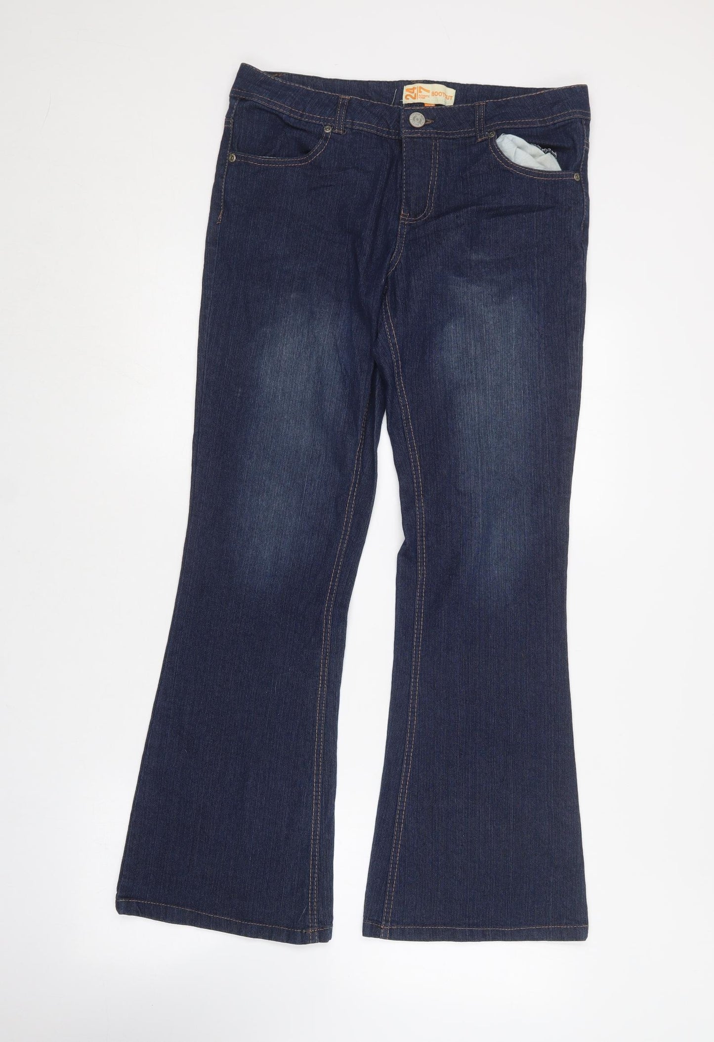 Denim 24/7 Womens Blue  Cotton Bootcut Jeans Size 12 L29 in Regular