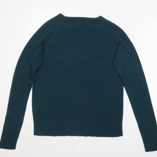 Classic Womens Blue Round Neck  Cotton Pullover Jumper Size S