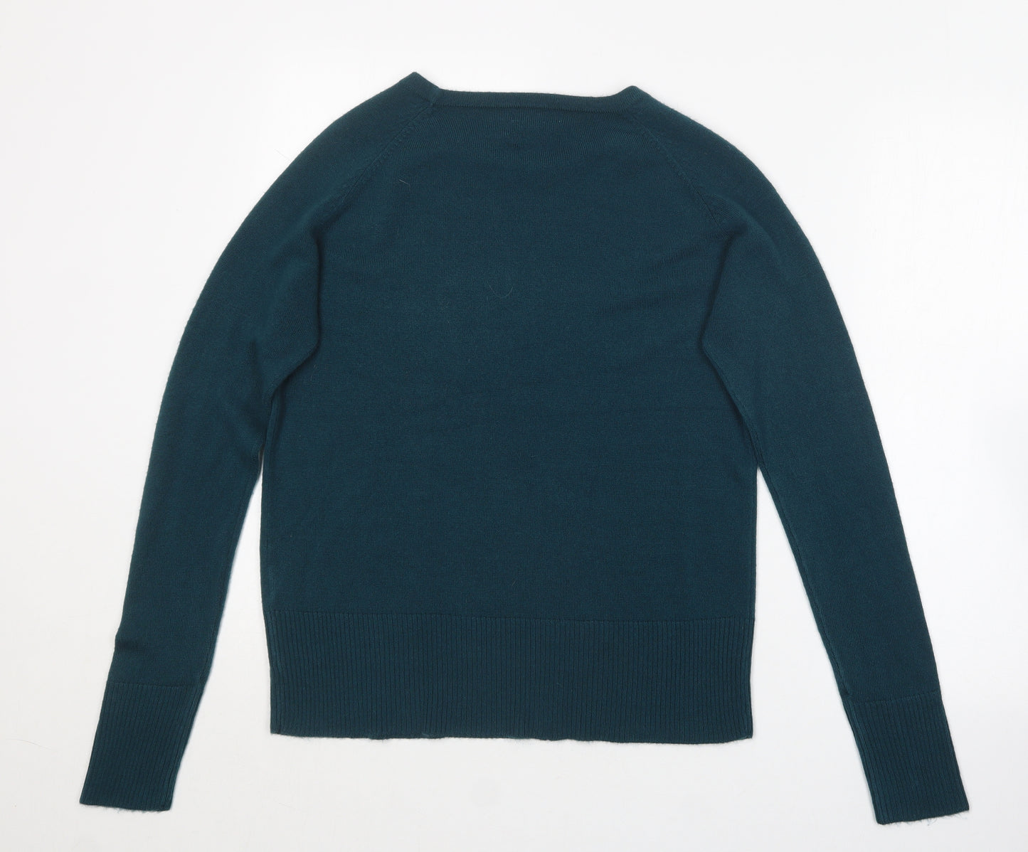 Classic Womens Blue Round Neck  Cotton Pullover Jumper Size S