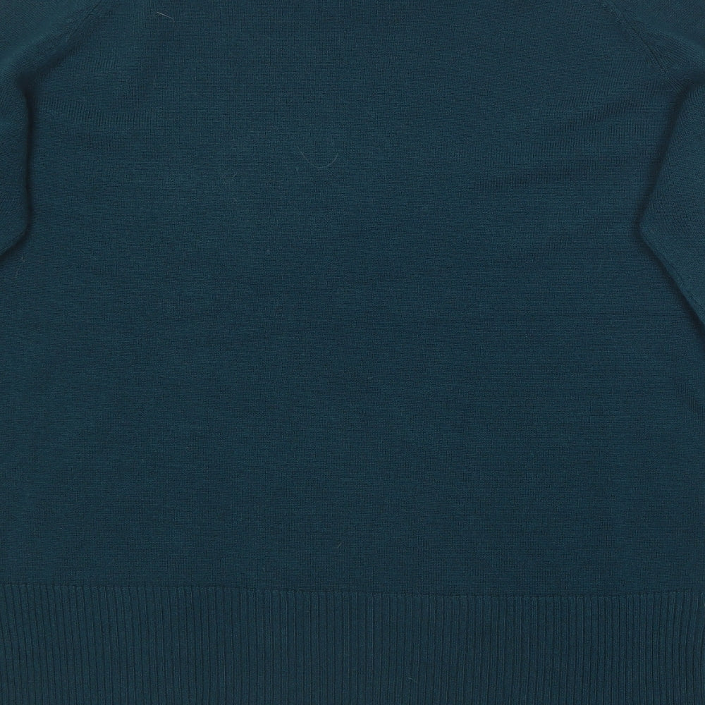 Classic Womens Blue Round Neck  Cotton Pullover Jumper Size S