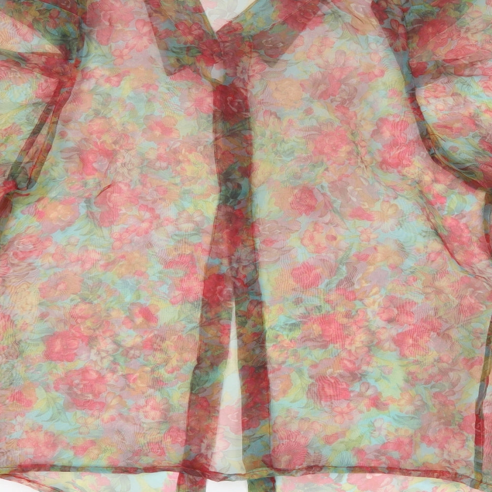 AX Paris Womens Multicoloured Floral Polyester Basic Button-Up Size 8 Collared - Mesh top.