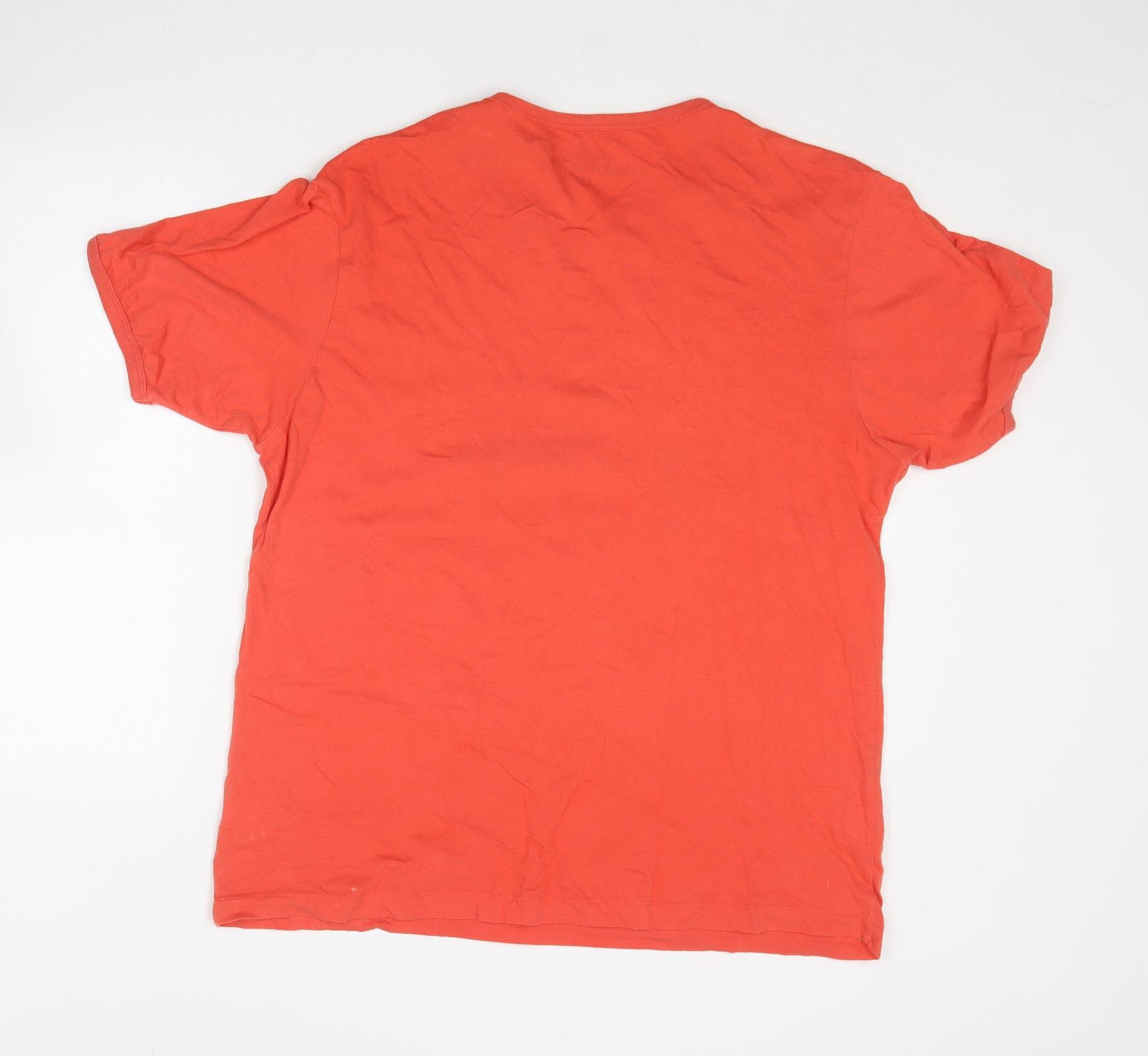 Marks and Spencer Mens Red  Cotton  T-Shirt Size L Round Neck