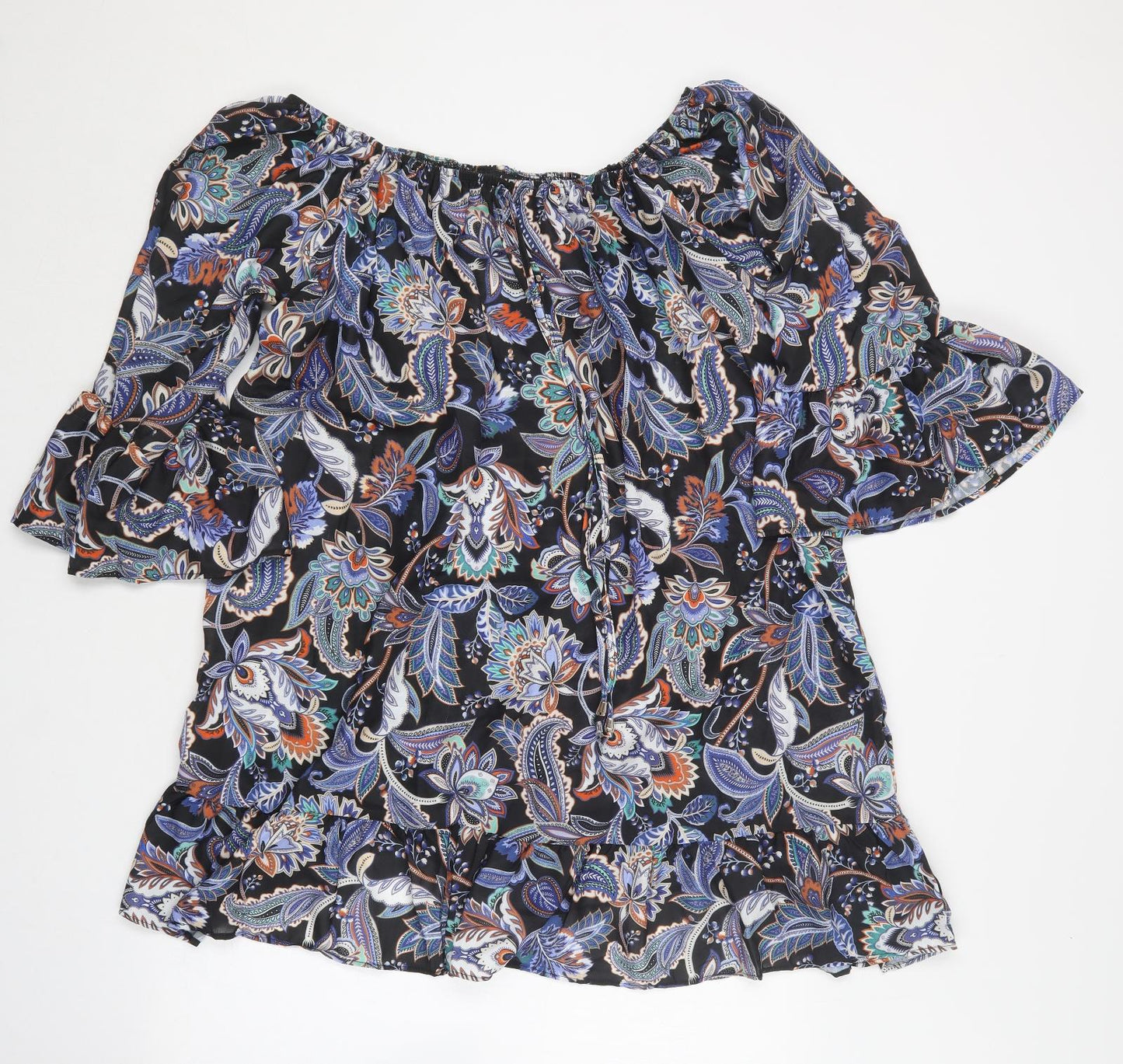 TU Womens Multicoloured Floral Cotton Shift  Size 18  Off the Shoulder