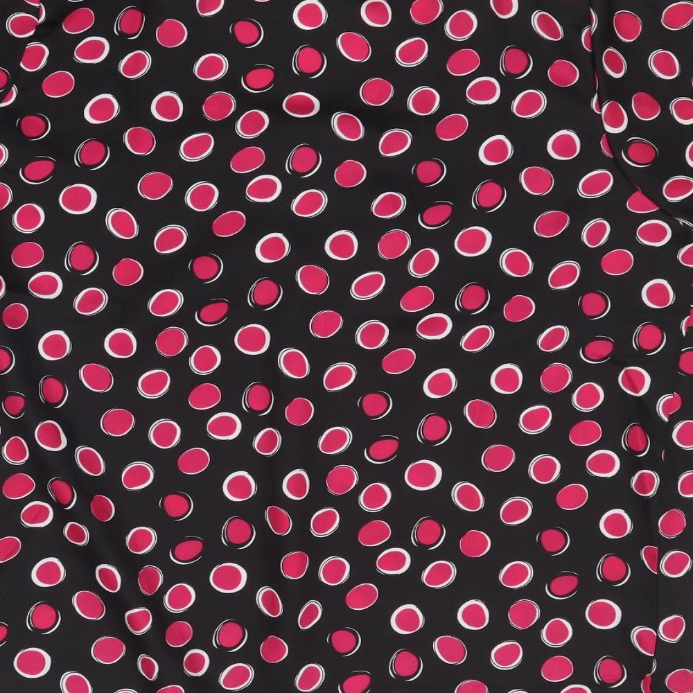 Simon Jersey Womens Black Polka Dot Polyester Basic T-Shirt Size 20 Round Neck