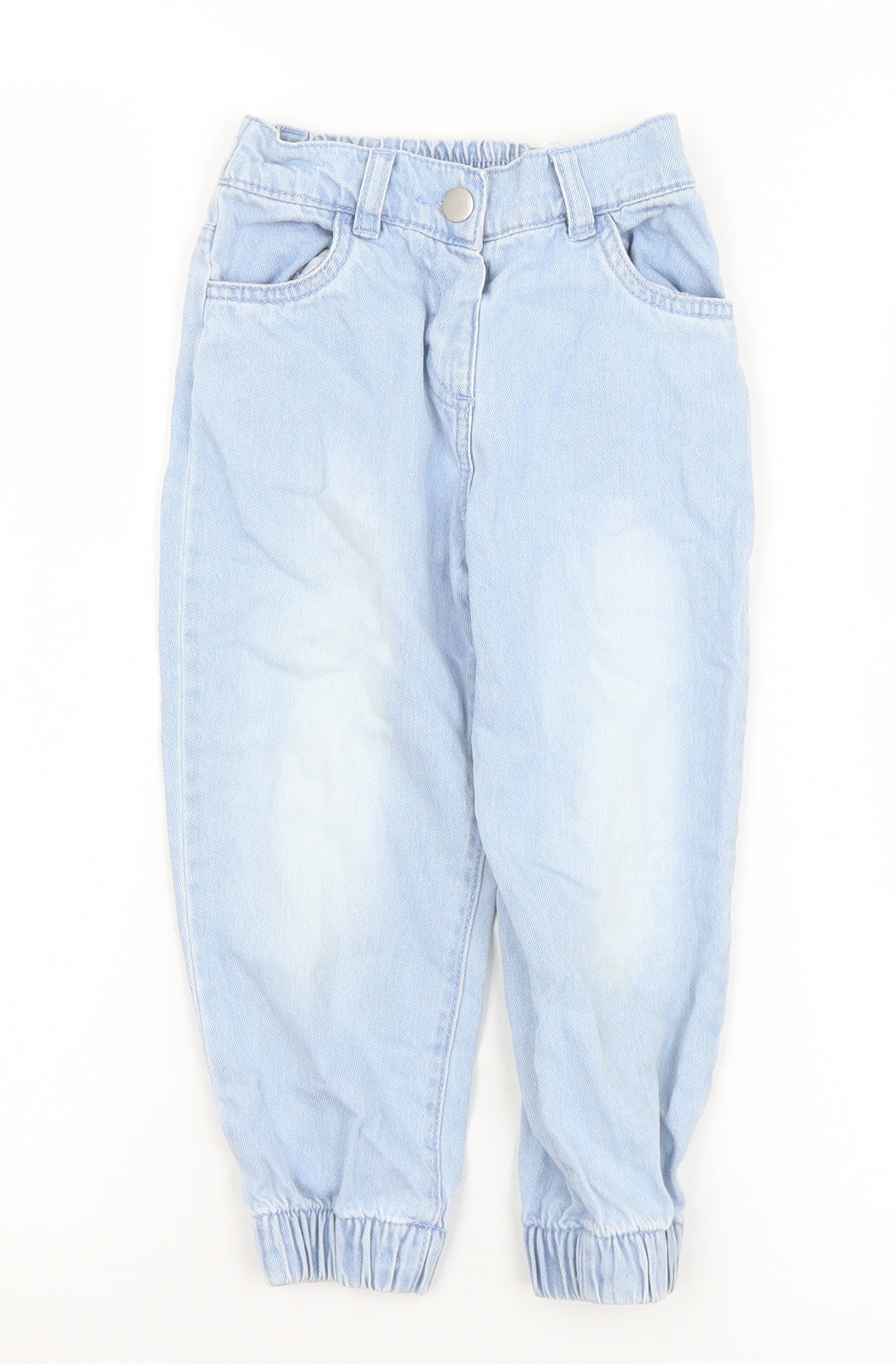 Dunnes Stores Girls Blue  Cotton Boyfriend Jeans Size 3-4 Years  Regular Button