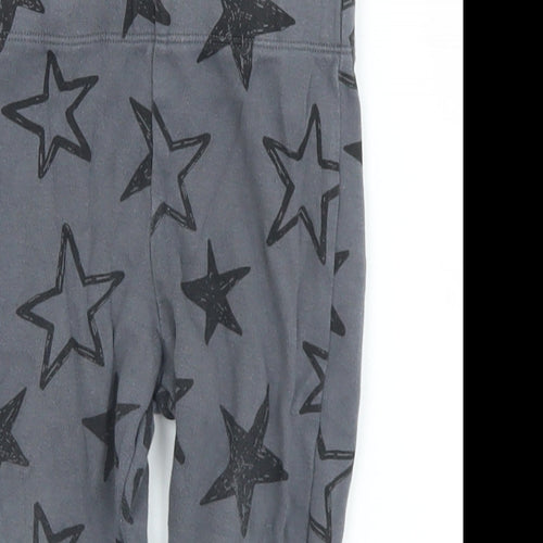 F&F Girls Grey Geometric Cotton Pedal Pusher Leggings Size 9-12 Months   - Stars