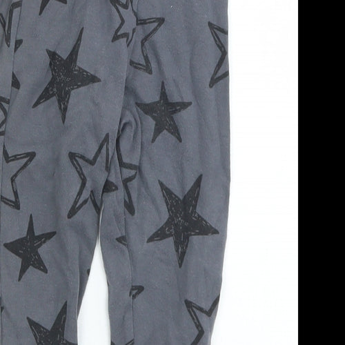 F&F Girls Grey Geometric Cotton Pedal Pusher Leggings Size 9-12 Months   - Stars