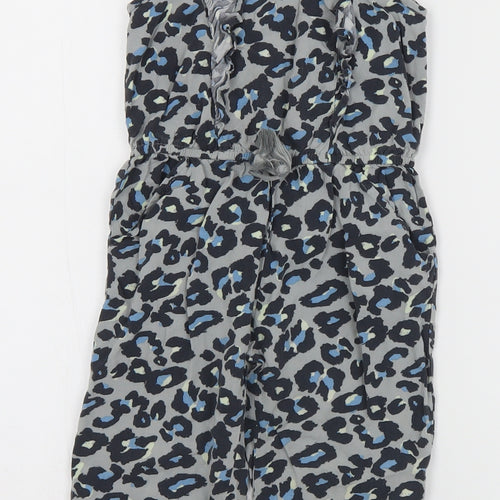 NEXT Girls Multicoloured Animal Print Viscose Jumpsuit One-Piece Size 2-3 Years  Snap